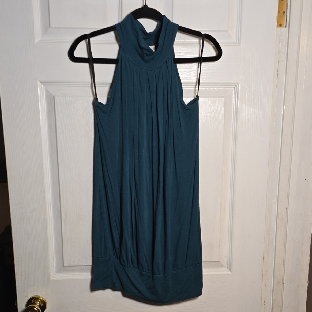 SIRENS M MEDIUM Elegant Teal Halter Mini Dress